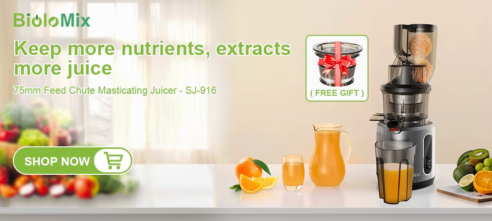 BioloMix SJ-017 200W Cold Press Juicer, 78mm Feed Slot