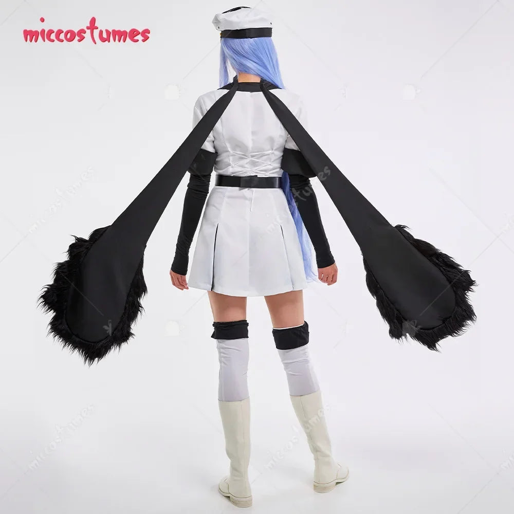 Women's Esdeath Cosplay Costume Uniform Dress with Belt Hat Stockings
