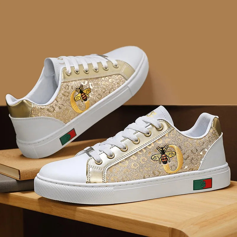 Golden silver Coiffeur man casual shoes flats embroidery on running shoes mens designer shoes sneakers luxury walking tennis