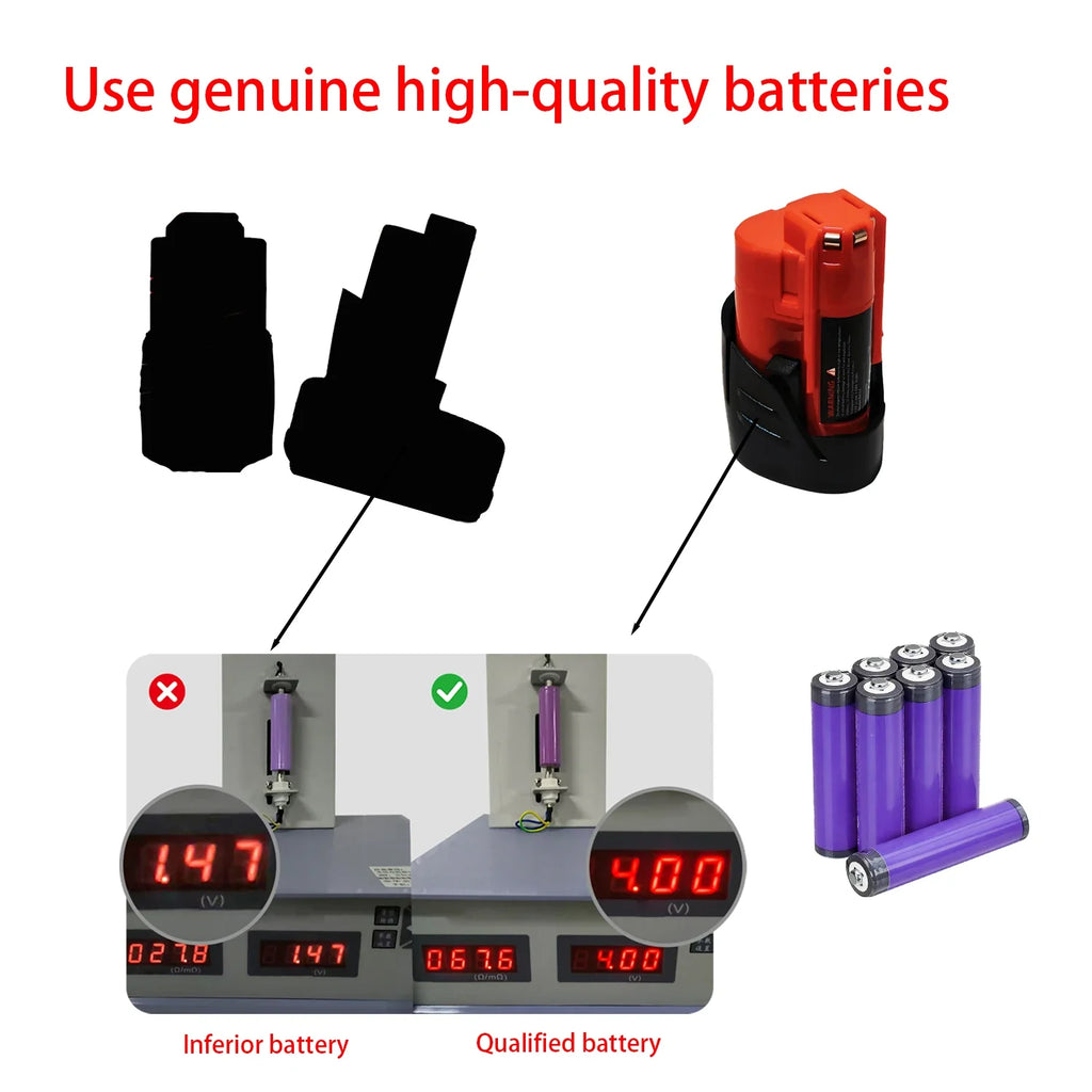 12V 3.0Ah Compatible Replacement Battery for Milwaukee M12, 2-8 Pack