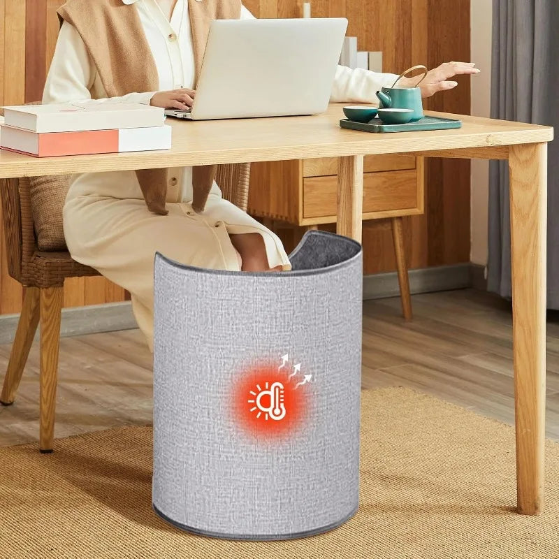 Silent Foldable Leg Warmer Pro - Under Desk Electric Foot Heater with Thermostat & Auto Shut Off for Office Home Timer