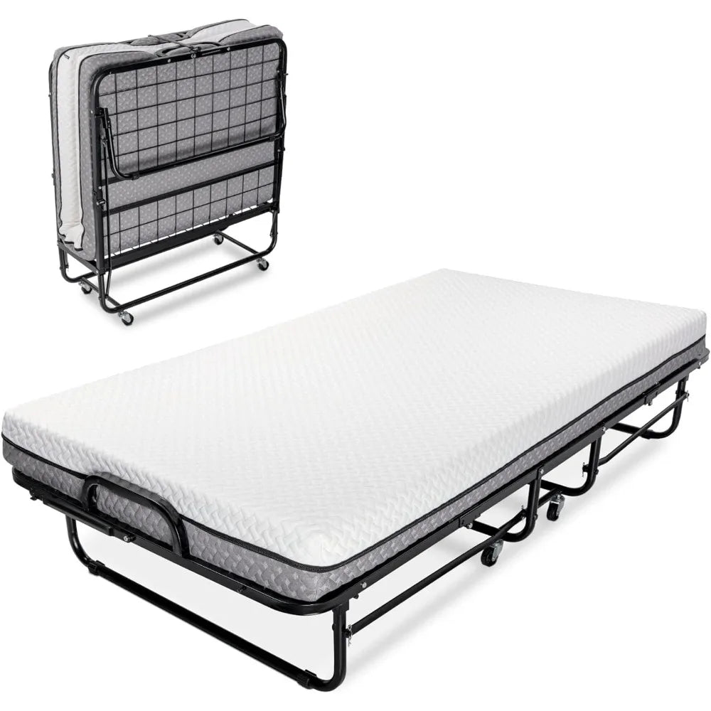 Milliard Diplomat Twin Folding Bed with Memory Foam Mattress
