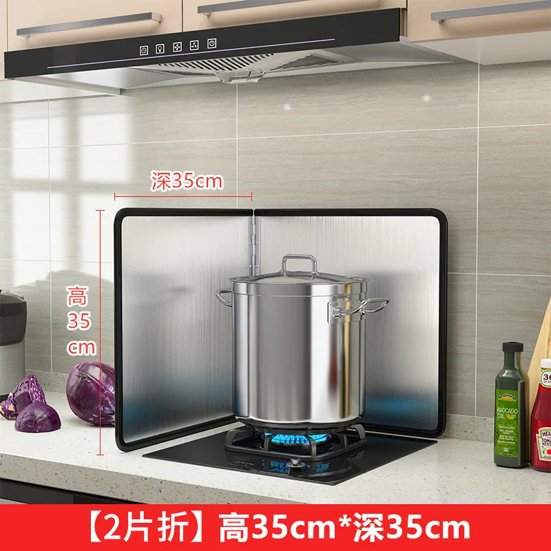 Kitchen Anti Oil Splatter Shield Guard Anti-Splash Block 2-Sided Stainless Steel Splatter Heat Insulation Oil Gas Stove Baffle