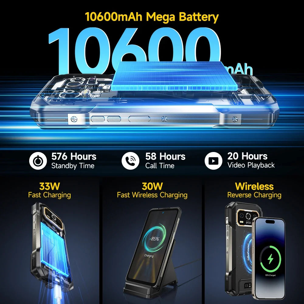 Ulefone Armor 27T Pro+ 5G THERMAL Rugged Phone 10600mAh 6.78" 120Hz Smartphone 50MP+64MP Night Camera 24GB+256GB NFC Android 15