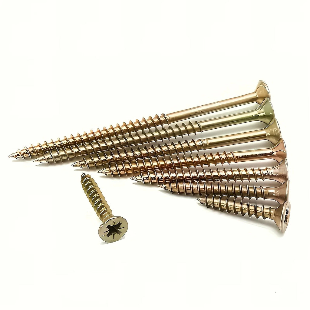 M4 / M5 Zinc-Coated Self-Tapping Wood Screws - Full Thread, Countersunk Phillips Head, 16-80mm, 100 / 200 Pack