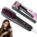 Hair Straightening Brush Portable Home Negative Ion Straightener with Multi-Heat Settings 3-Temp Ceramic Damage-Free Styling