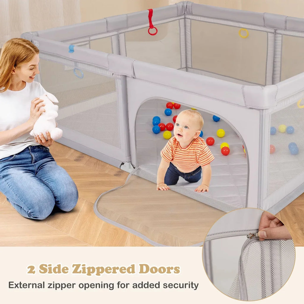 Baby Fabric Playpen, Portable Activity Center with Mesh Sides