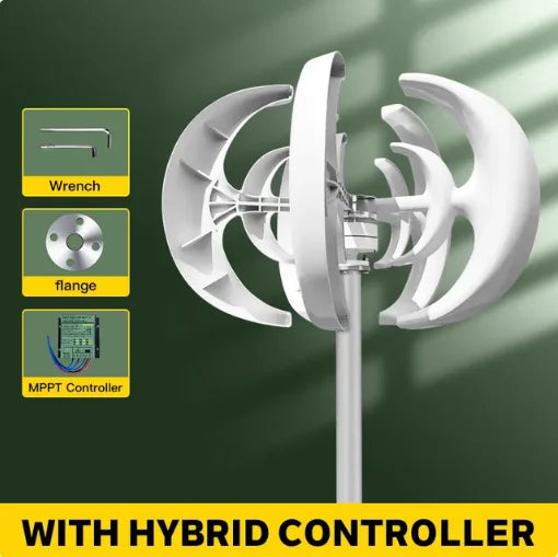 US Delivery 5000W Vertical Turbine 12V/24V Low-Noise Household 220V With Free Charging Controller