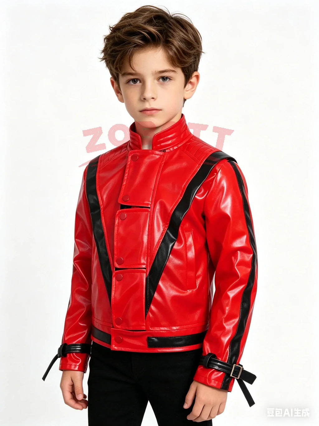 Costumes Zembie Cosplay Red Leather Jacket Michael Jackson Thriller Night Outwear Kids Halloween Rock Stage Performa