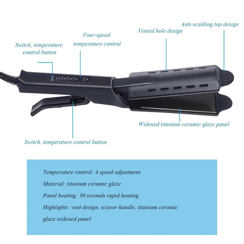 Wide Plate Ionic Flat Iron Hair Straightener Adjustable Temperature 4 Gear Professional Styling Tools Hair Straightener