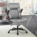 KERDOM Office Desk Chair, Mid Back Executive Leather Chair,Ergonomic Home Computer Chair,Modern Conference Room Chairs with Adjustable Flip-Up Arms and Rocking Function, Black