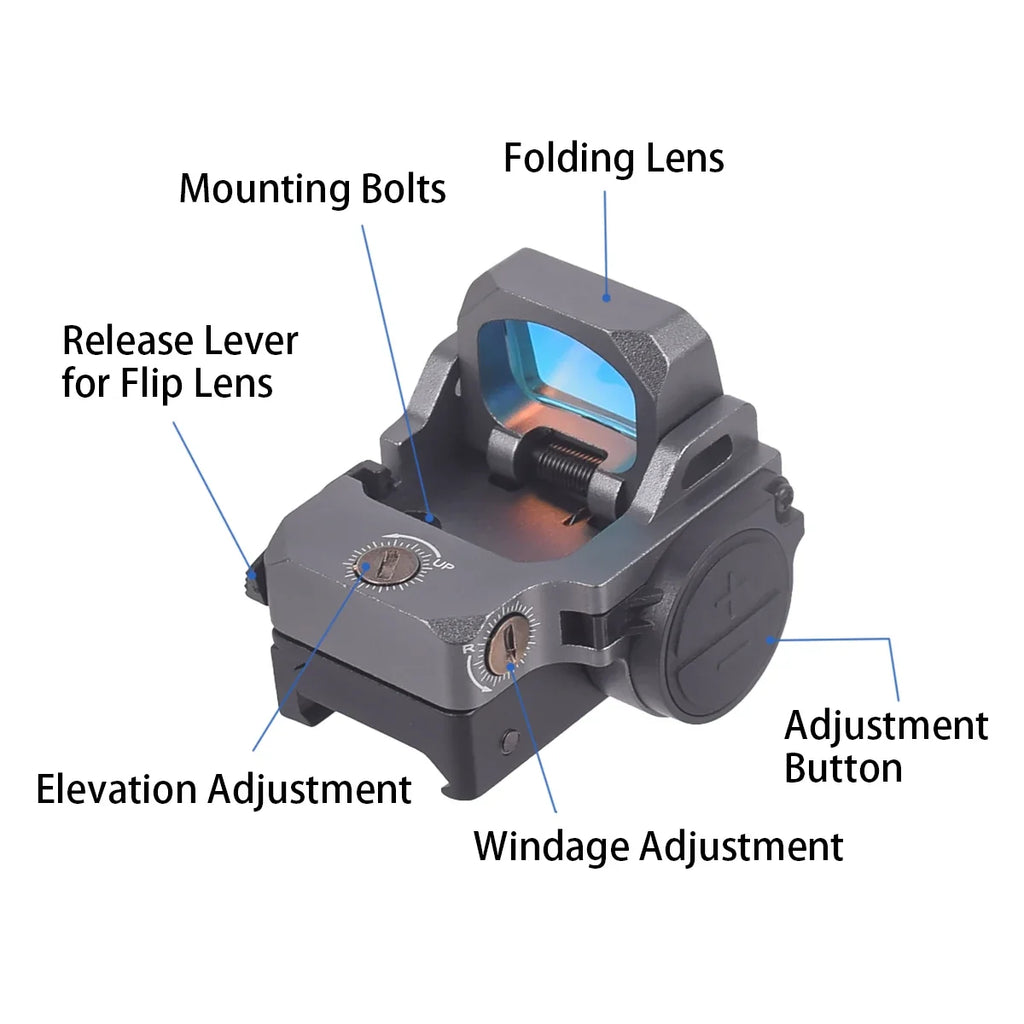 LAMBUL VISM PRO Flip-Up Red Dot Sight, 20 mm Rail and GLK Mount Options