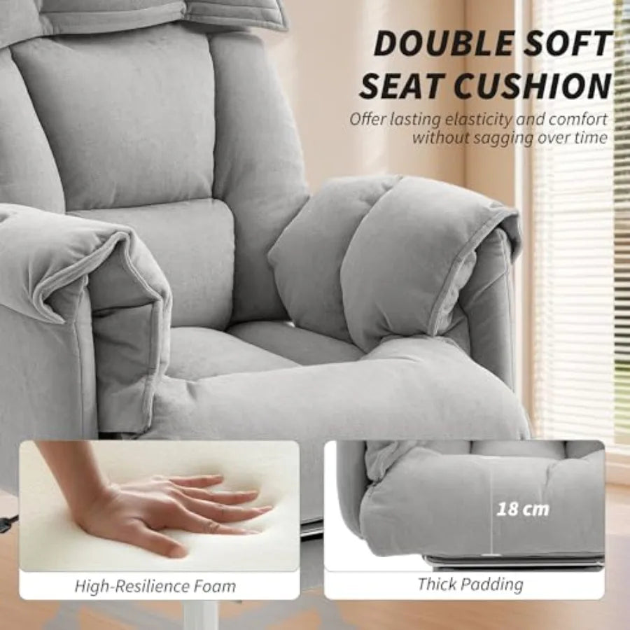 Executive Office Chair for Home or Office Use, Premium Mesh and PU Leather, Light Gray, Ergonomic Design with Adjustable Footre