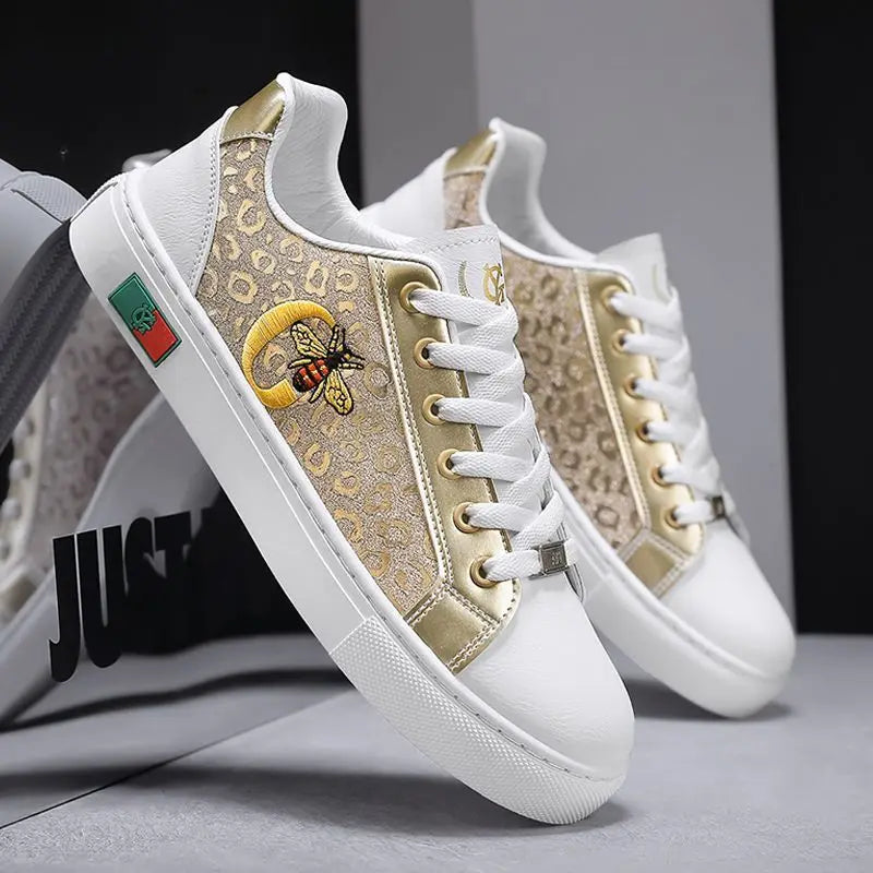 Golden silver Coiffeur man casual shoes flats embroidery on running shoes mens designer shoes sneakers luxury walking tennis