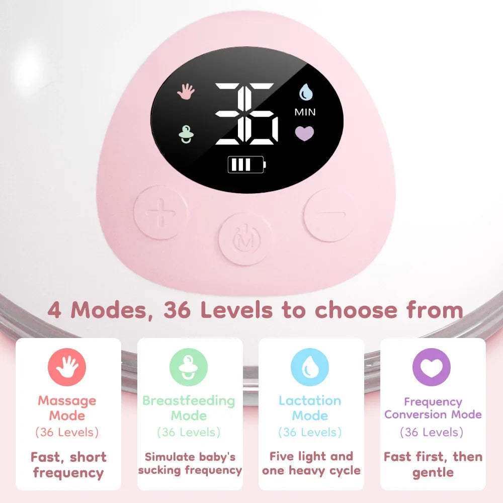MAMIJOY Wearable Electric Breast Milk Extractor 4 Modes 36 Suction Levels Hands Free Breast Pumps Milk Collector with Travel Bag
