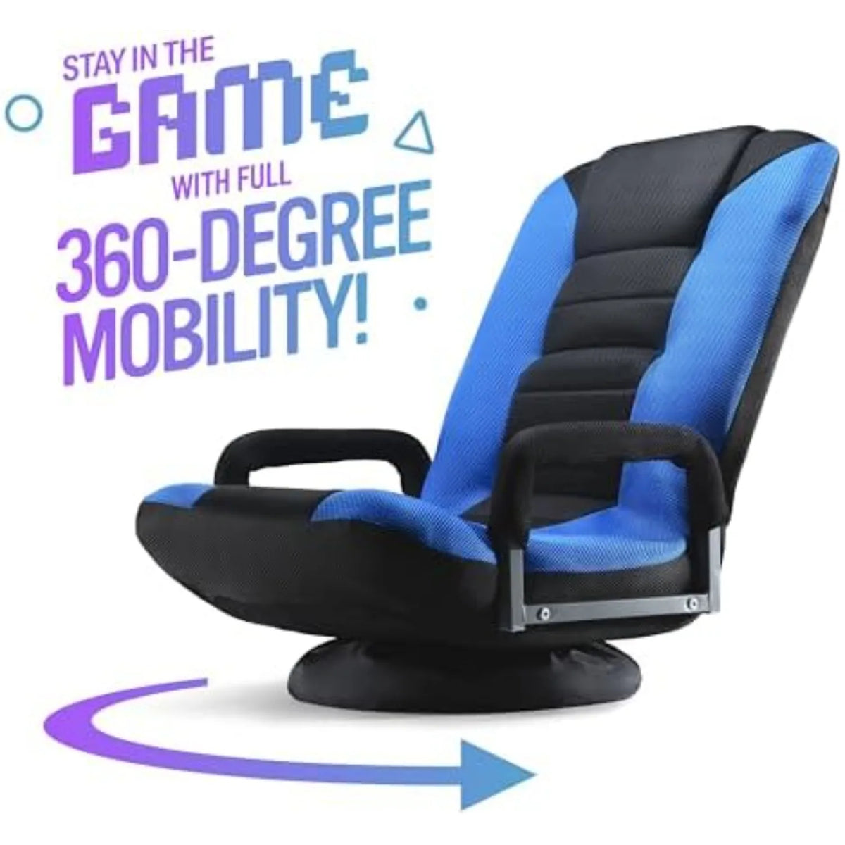 Swivel Floor Gaming Chair - Video Lounger Enjoy 6 Different Positions, Adjustable Backrest, Removable Arm Rests, Folds