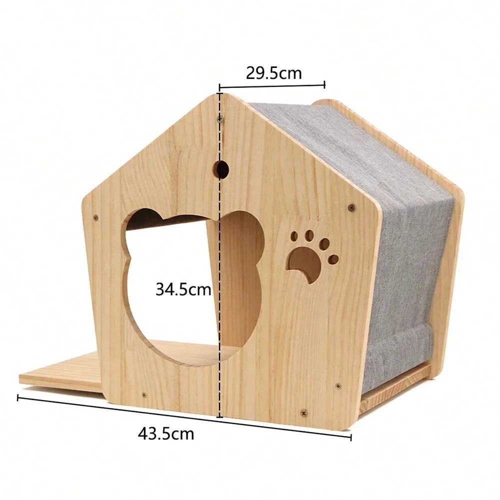 Wooden Wall-Mounted Cat Shelves, Steps & Hammock - Qlfyuu