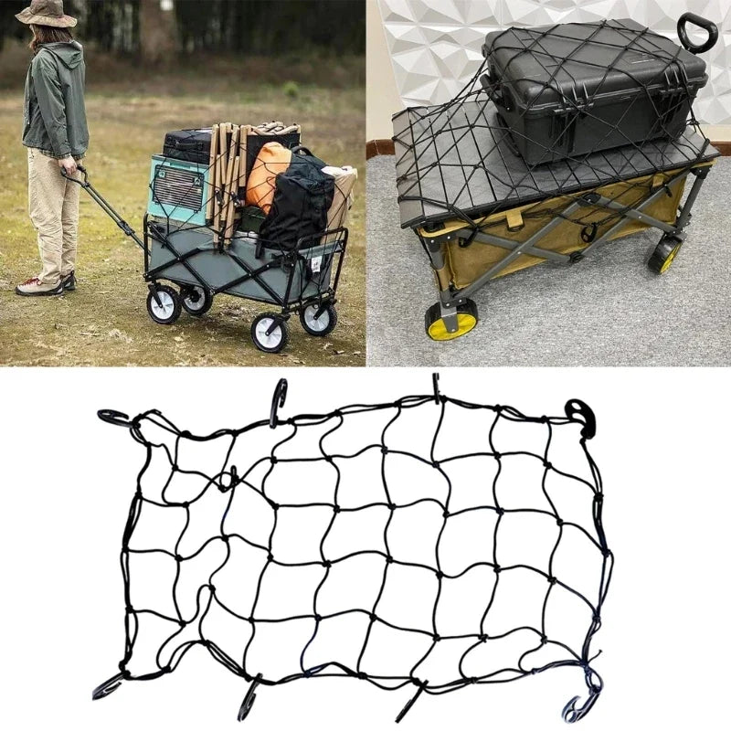 Camping Cart Luggage Net Camper Trolley Luggage Net Folding Cargo Nets Beach Cart Wagon Cart Heavy Duty Tie Rod Tools