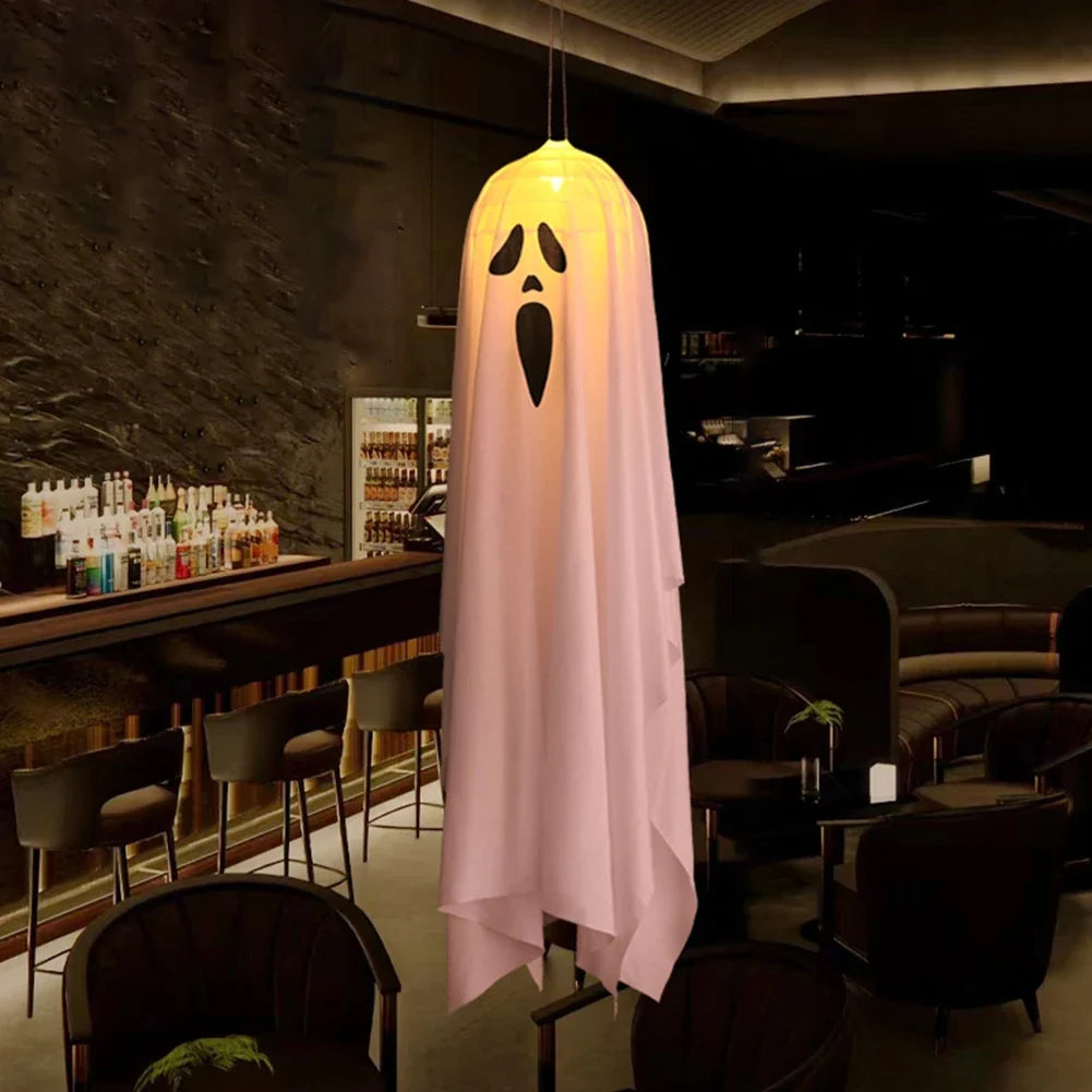 Glowing LED Hanging Ghost Halloween Decoration, White or Orange