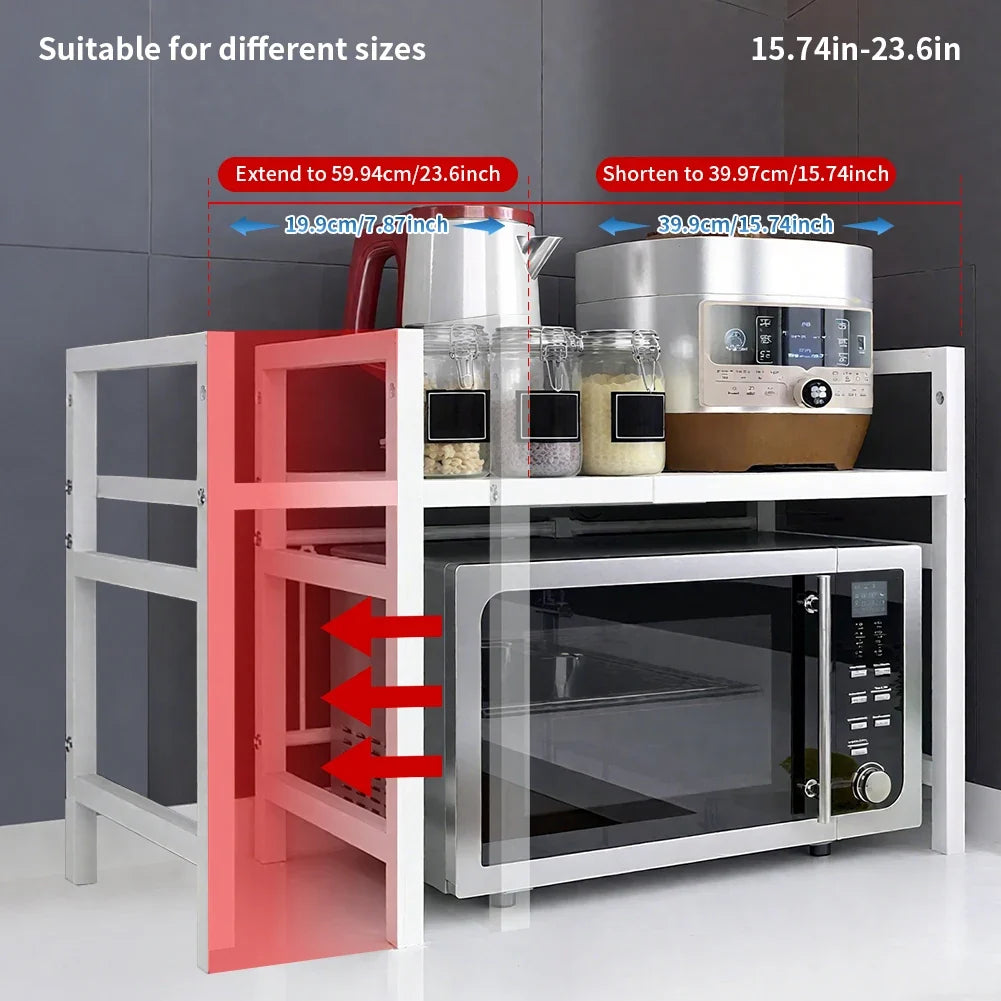 Expandable Kitchen Microwave Shelf, 42-64 cm Metal Rack