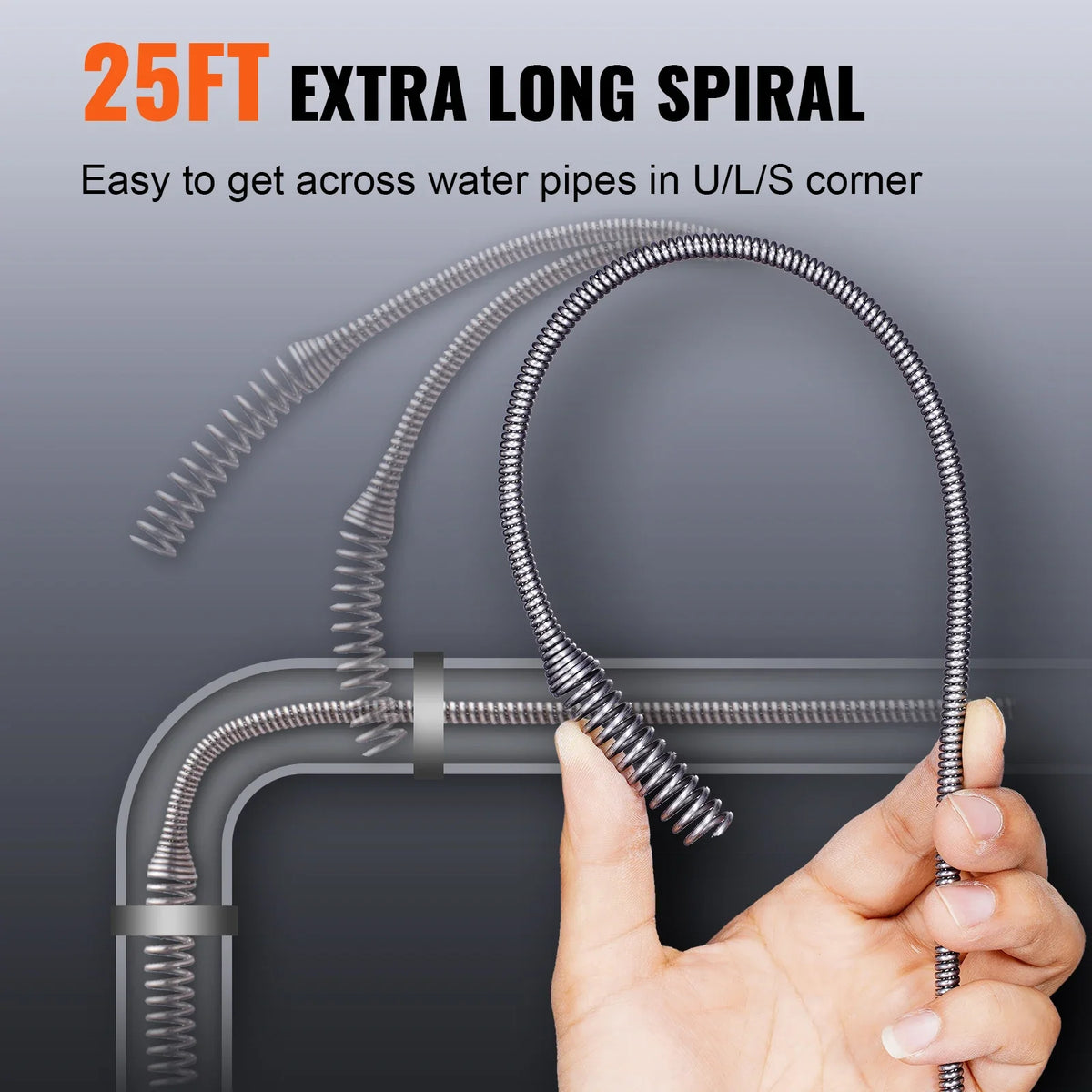 SucceBuy 25ft Drain Auger - Manual Plumbing Snake with Drill Attachment