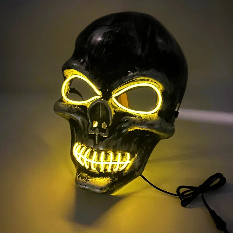 EL Wire Skull Party Mask, 3V Battery Powered