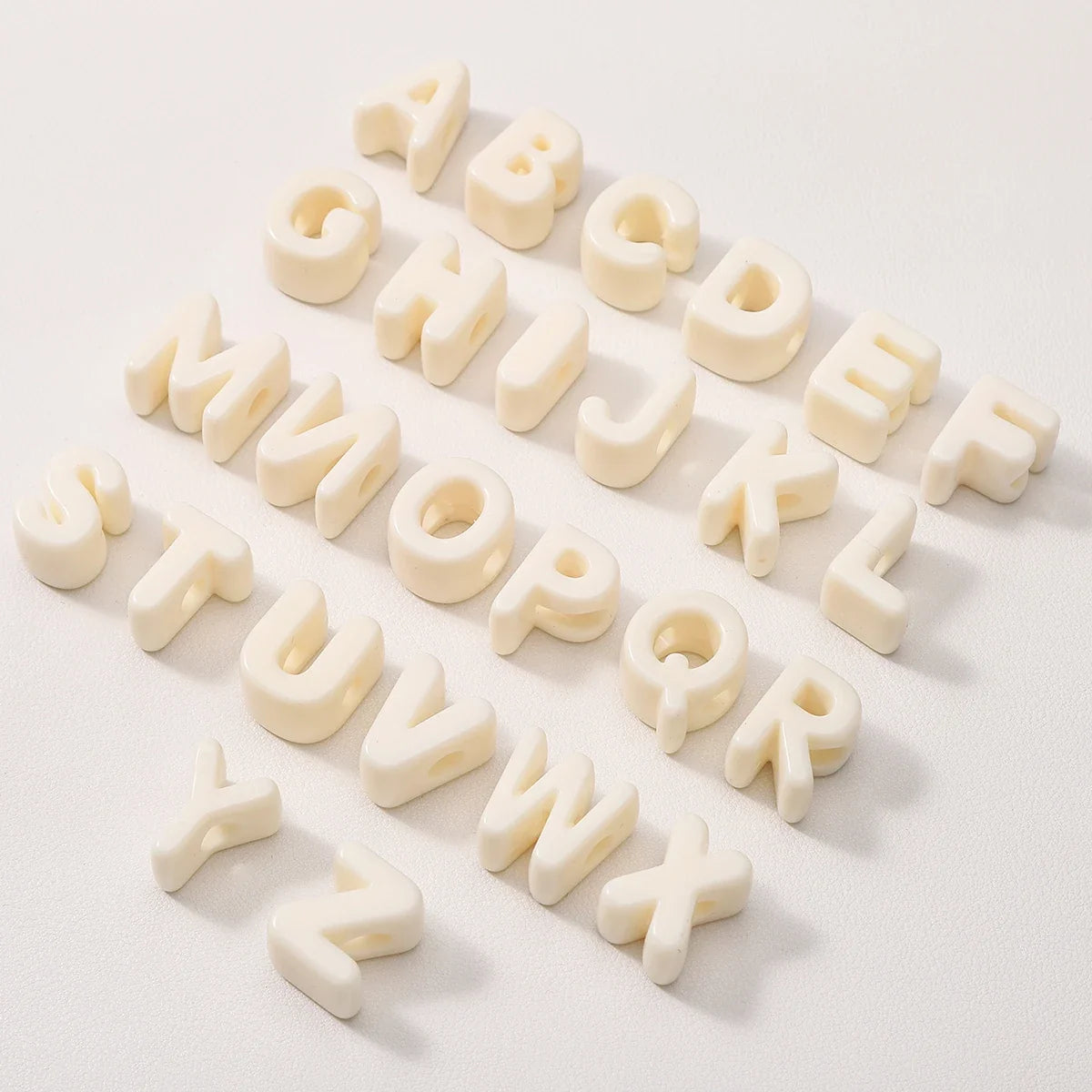 20pcs Beige Acrylic Large Hole Letter Loose Beads DIY Necklace Bracelet Mobile Phone Chain Bag Pendant Jewelry Accessories