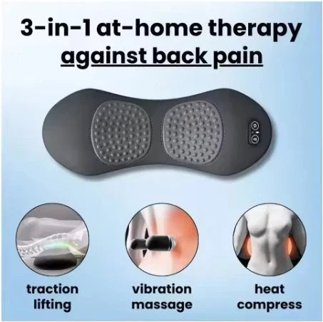 3-in-1 Back Massager Heat Vibration for Back Pain Relief Herniated Disc Stretch Support Traction Lower Back Massage Pillow