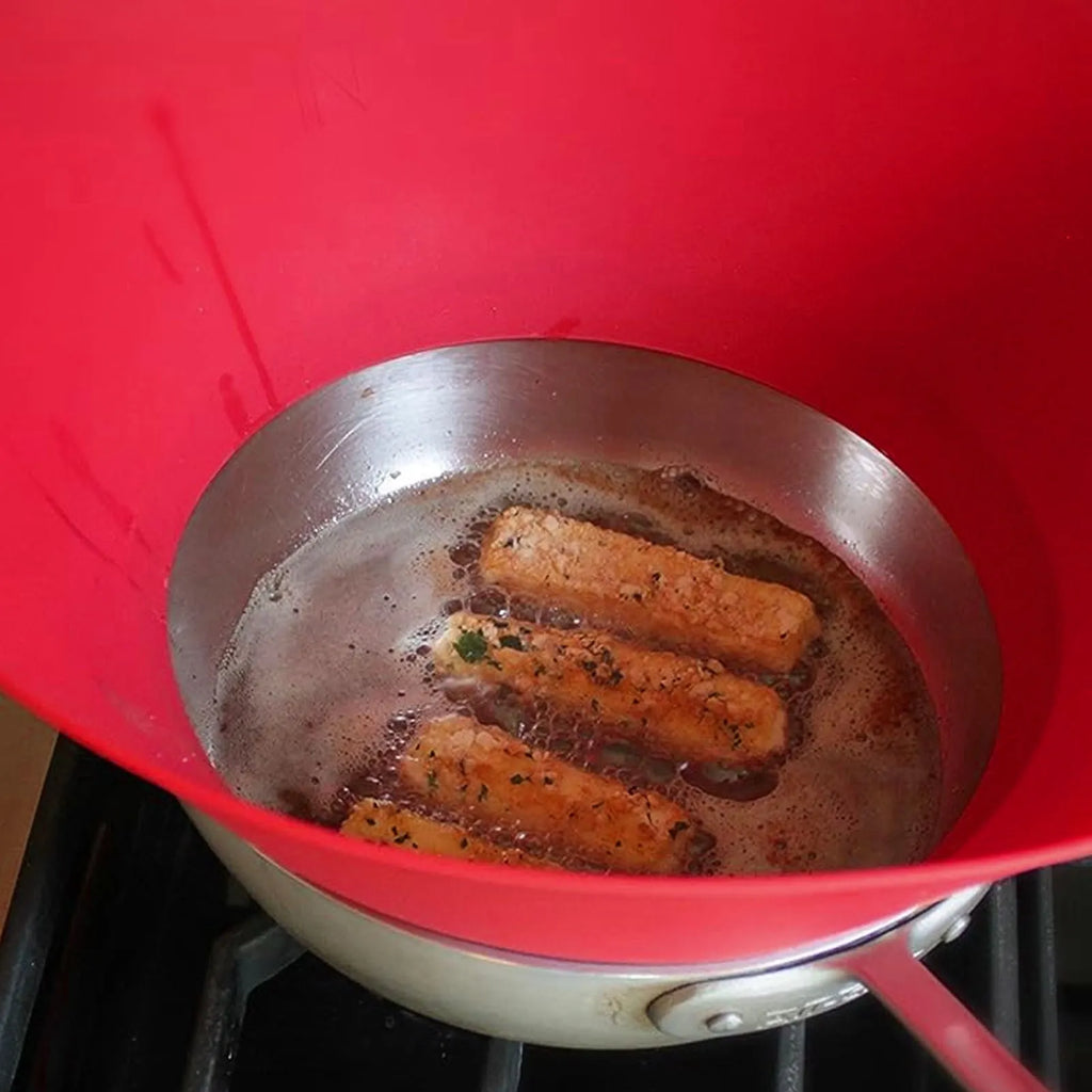Splatter Guard Silicone Anti Oil Splashing Adjustable Frying Pan Wall Cooking Supplies Red