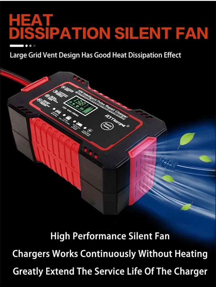 EAFC 12V 6A Automatic Lead-Acid Battery Charger with LCD