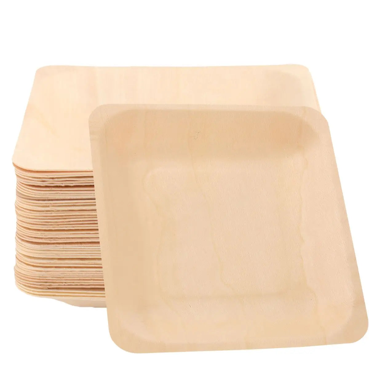 50 PCS Natural Alternative Plates Wooden Plate Compostable Plates Palm Leaf Plates Wedding Birthday Party Plates