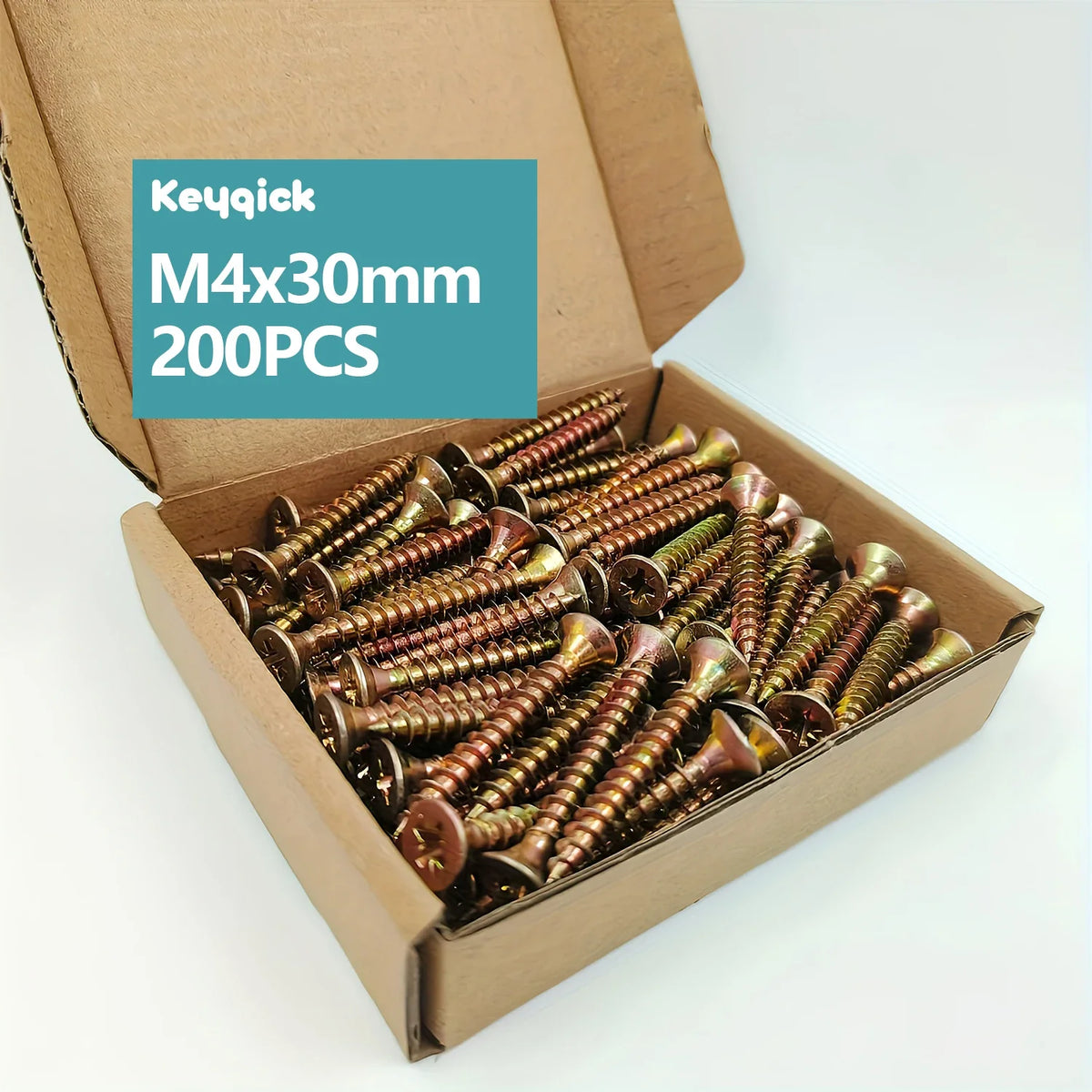 M4 / M5 Zinc-Coated Self-Tapping Wood Screws - Full Thread, Countersunk Phillips Head, 16-80mm, 100 / 200 Pack