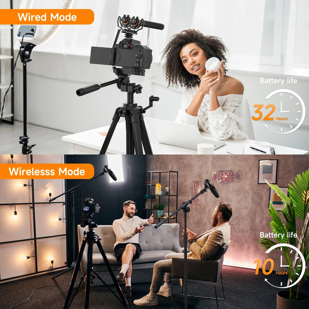 COMICA VM40 Super Cardioid 2.4G Wireless Shotgun Microphone 48kHz/32-bit 32GB Built-in Storage Mic for Camera,Smartphone,PC