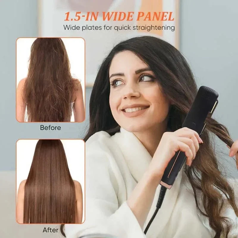 Tinsol 2-in-1 Hair Straightener Ceramic Plate Curler Negative Ion Wide Plate Adjustable Temperature Hair Straightener