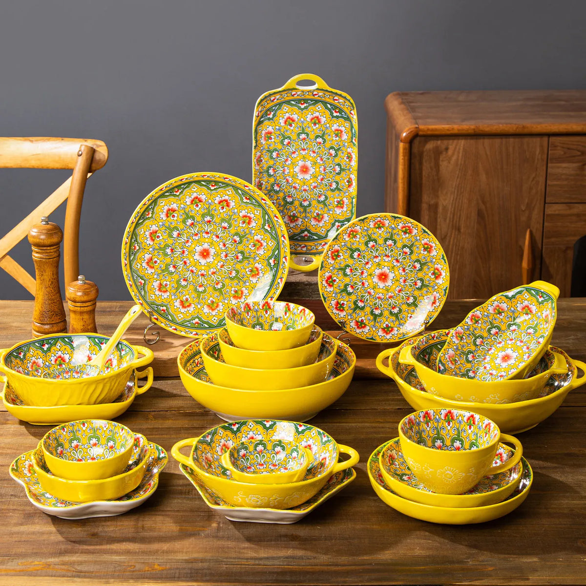 Ceramic Tableware Set Rice Bowl Serving Plate Creative Cutlery Soup Plate Noodle Handle Bowl Sauce Dish Steak Salad Fruit Plate