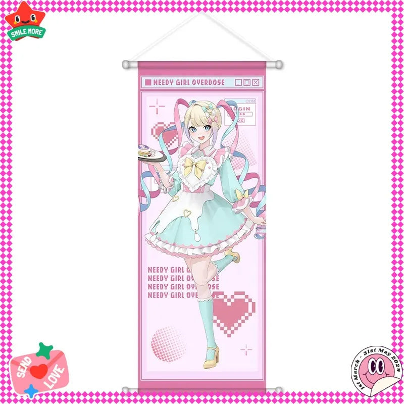 NEEDY GIRL OVERDOSE Anime Rain Scroll Canvas Wall Hanging Painting Home Decor Poster Wall Art Room Decoration Birthday Gift