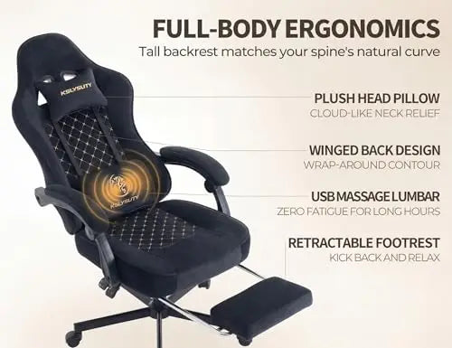 （Local US Inventory）Ergonomic Gaming Chair for Adults High Back Office Desk Chair with Massage ket Spring Cushion Footrest Lumba