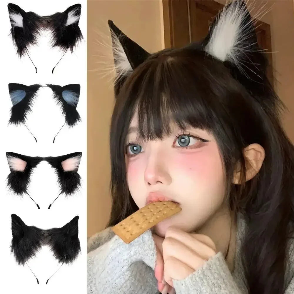 Plush Cat Ear Headband for Women & Girls – Cute Animal Ear Hairband for Cosplay, Halloween & Party