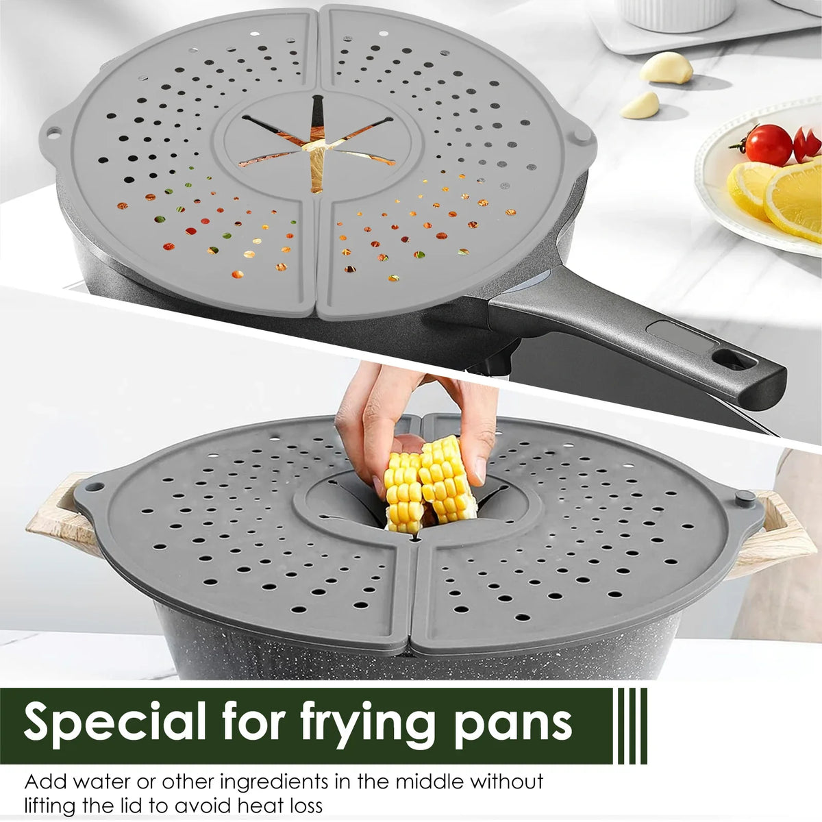 Multiuse Silicone Splash Guard Foldable Oil Splatter Screen for Frying Pan Heat Resistant Pot Lid Kitchen Cooking Tools