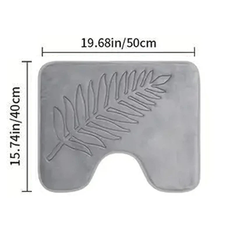 3 Piece Bathroom Mat Memory Foam Ultra Soft and Absorbent Leaf Bath Rugs Thick Washable For Bathroom Toilet Tub Mat Set