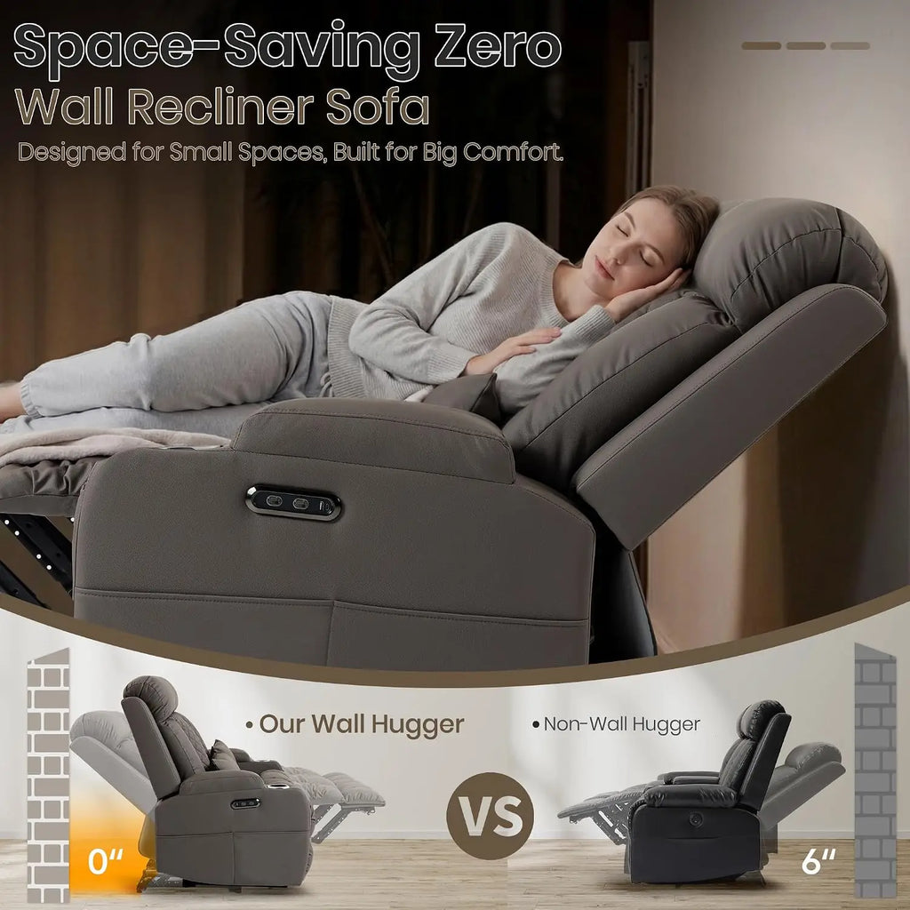 Electric RV Loveseat Recliner Sofa, Cat-Friendly Power Reclining Sofa Couch with Adjustable Headrest, Wall Hugger, Custom