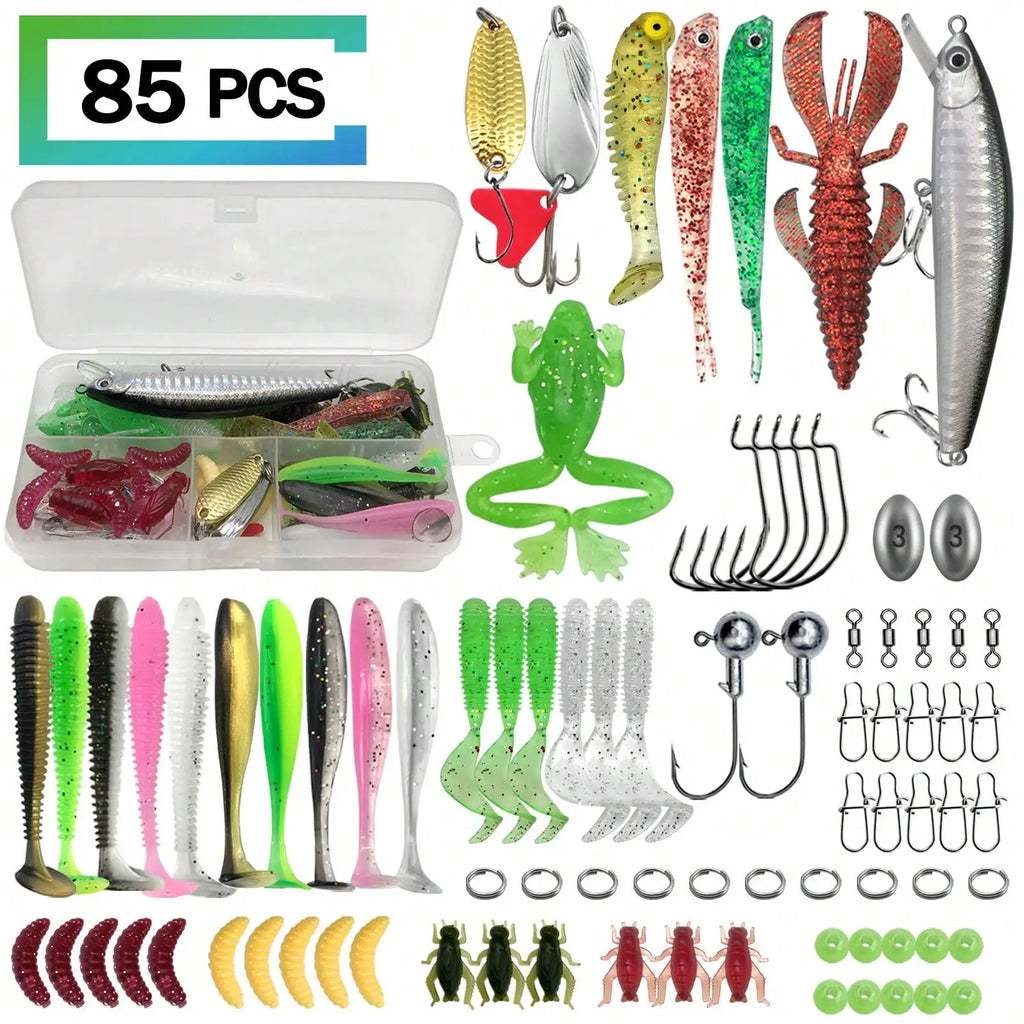 411/241/196/137/85pcs Fishing Lure Set, With A Box, Soft Baits, Spoon Baits, Hooks, Hard Baits And Other Fishing Accessories Sets, Universal For Seawater And Fresh Water