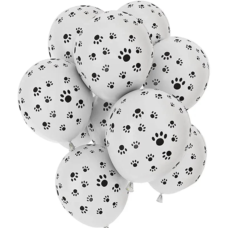 10pcs 12inch Cute Dog Paws Print Balloons White Black Latex Balloon Kids Birthday Gift Baby Shower Party Toys Home Party