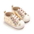 Baby Learning Walk Shoes, Silver Gold Shiny Heart Patch Baby Crib Shoes, Soft Light Cute Newborn Boys Girls Footwear 0-1 Year