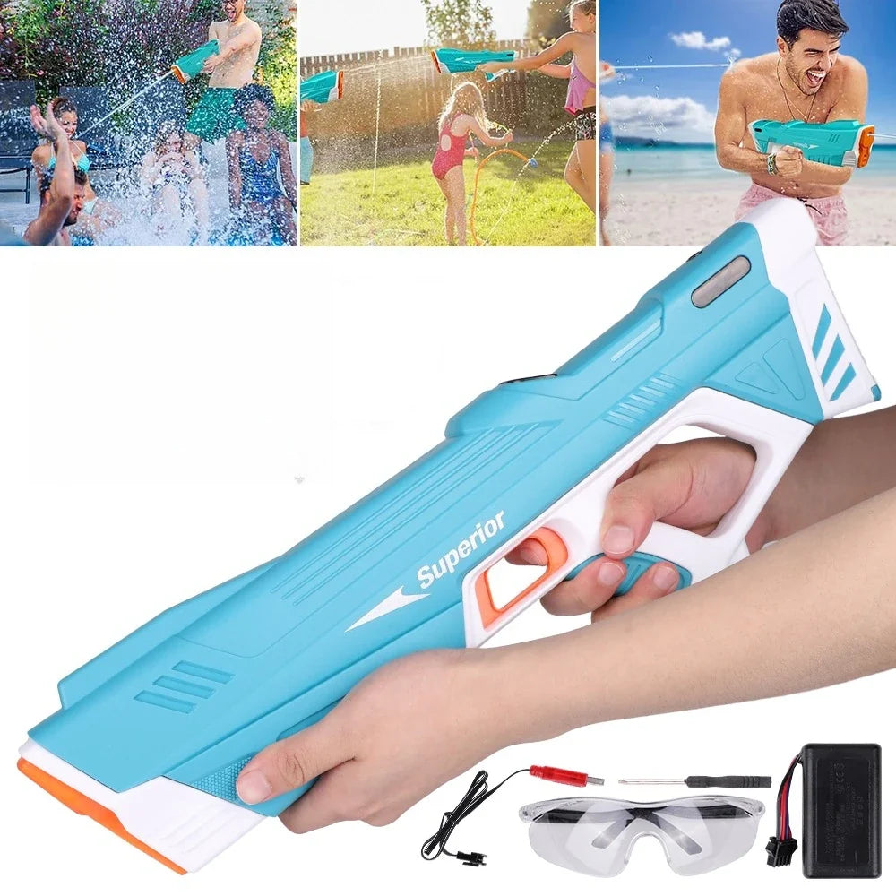 Electric Water Gun Auto Suction 32ft Range Pool Beach Outdoor Party High-Speed Burst