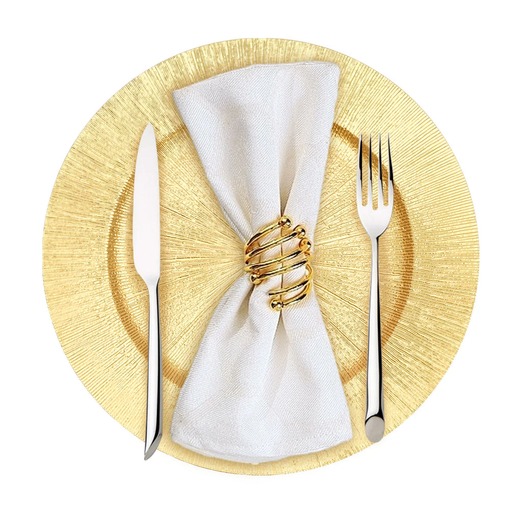50-Pack Gold Charger Plates – Pp – 12.99" – Spray Painted – Stackable – for Wedding Party Banquet Table Decor – 17.64 Lbs