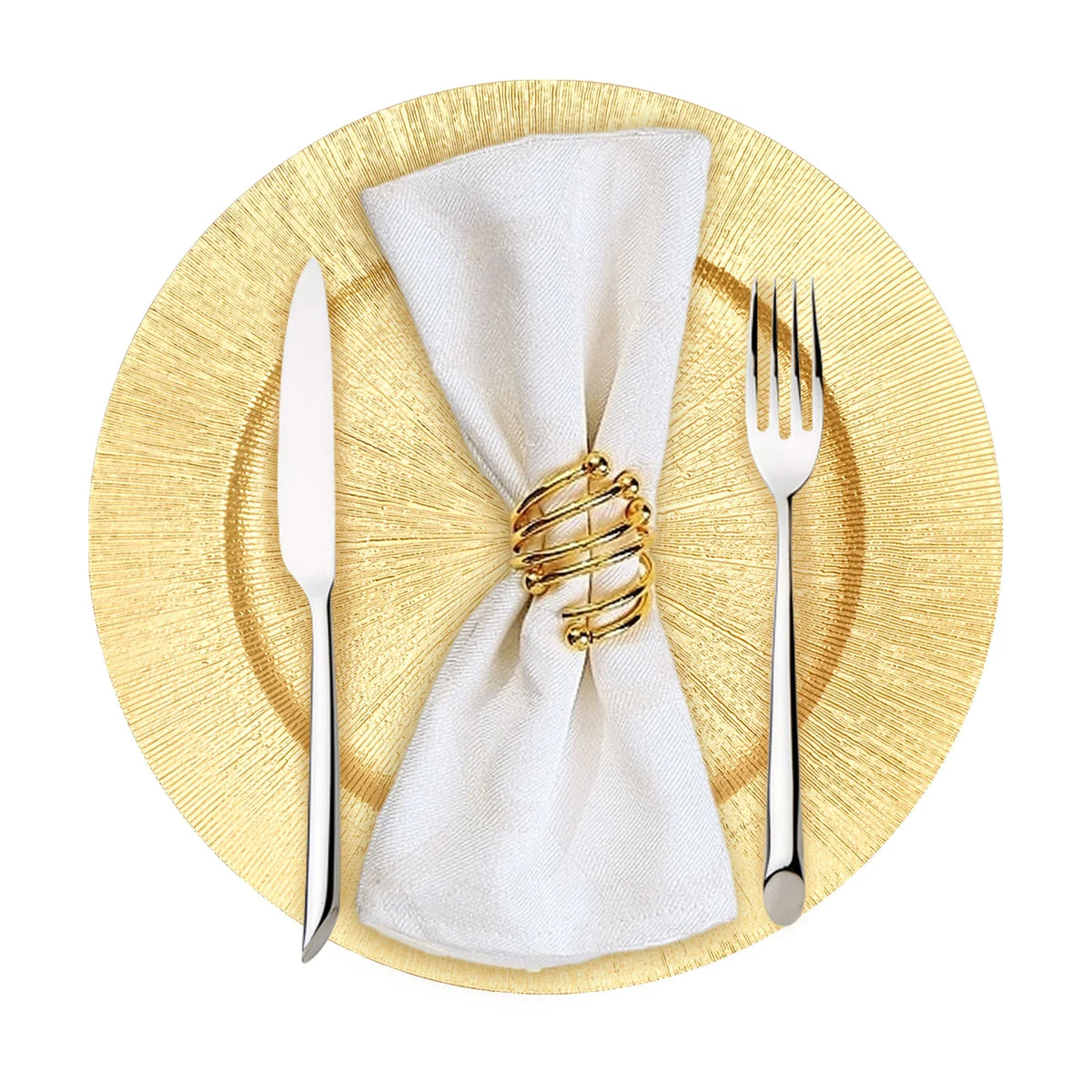 50-Pack Gold Charger Plates – Pp – 12.99" – Spray Painted – Stackable – for Wedding Party Banquet Table Decor – 17.64 Lbs