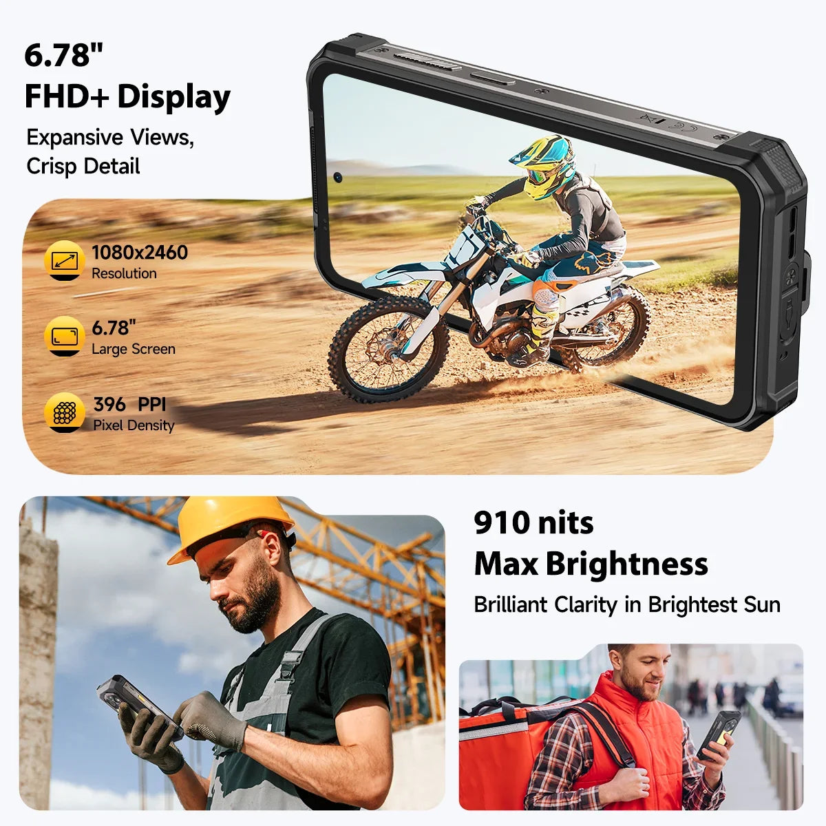 Ulefone RugKing 5 Pro 20000mAh Rugged Phone Android 16 16GB+256GB IP68/IP69K Waterproof Smartphone 6.78 FHD+ Night Camera 4G
