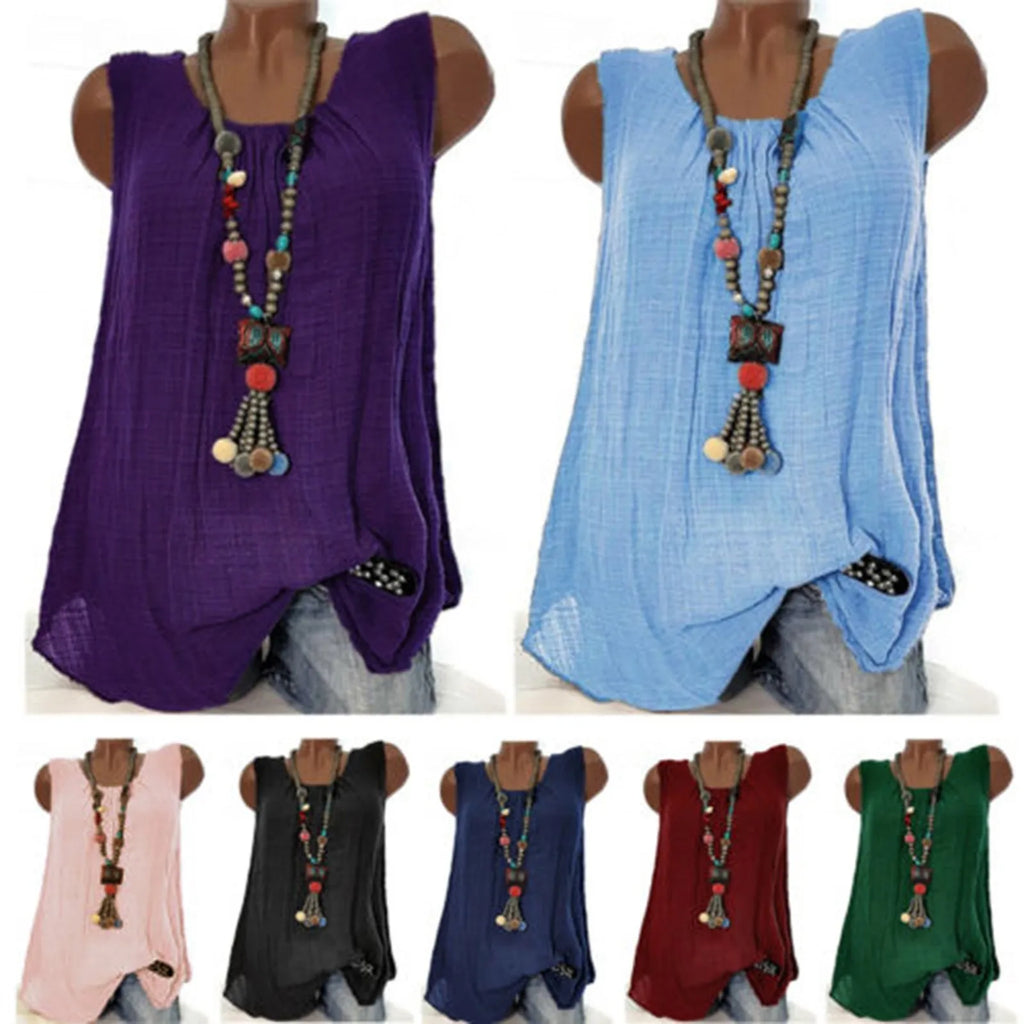 Women Tank Top Sexy Cotton Linen Sleeveless Baggy T-shirt Vest Tee Blouse Tank Tops Plus Sizekit Cropped Feminino Sexy Lingerie