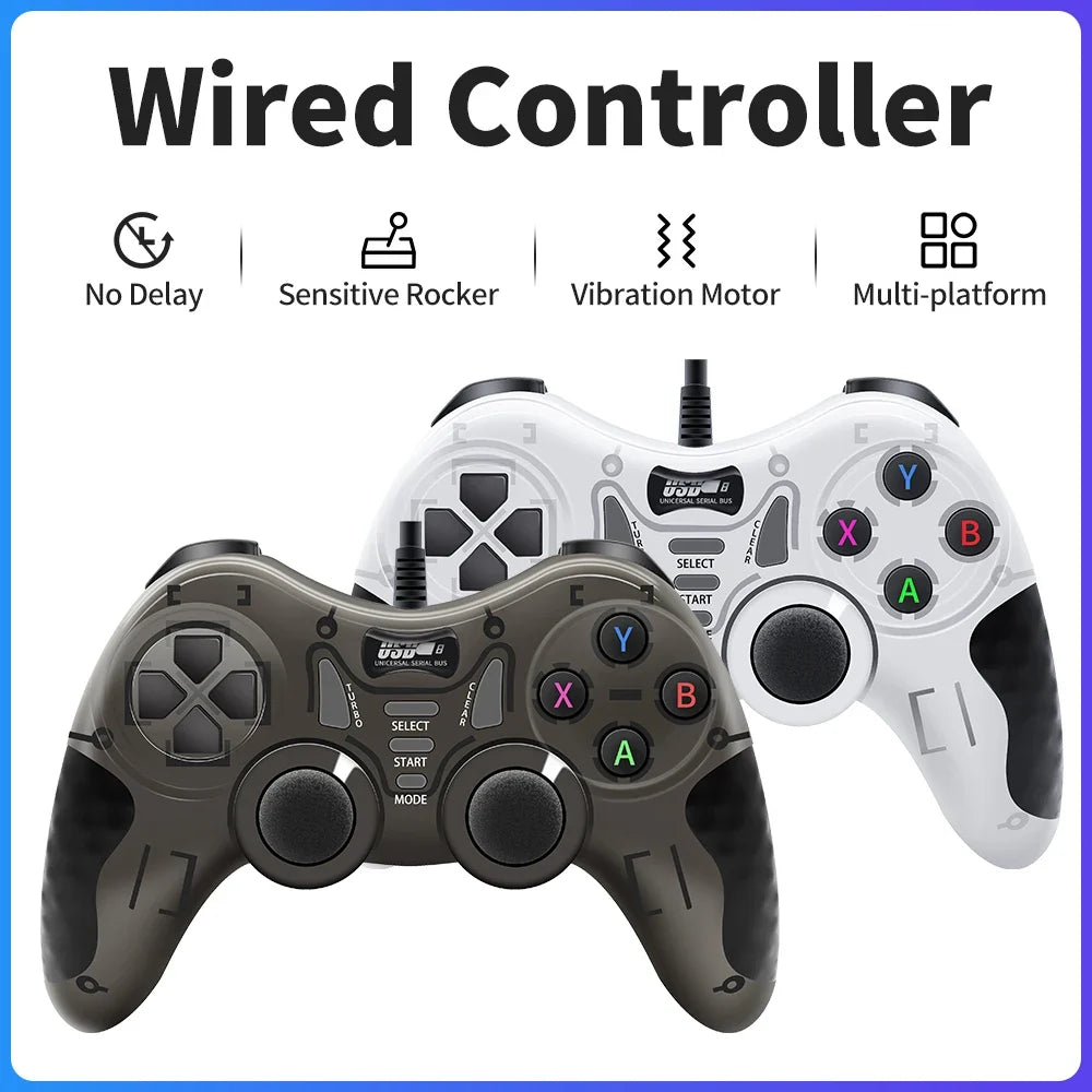 Wired Game Controller With 360° 3D Joystick For PS3/PS2/PS1/Steam/Game Console/TV/Laptop Gamepad With Vibration &Turbo Function
